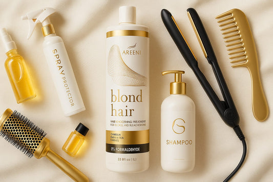 collection of hair care products and styling tools  | areen1