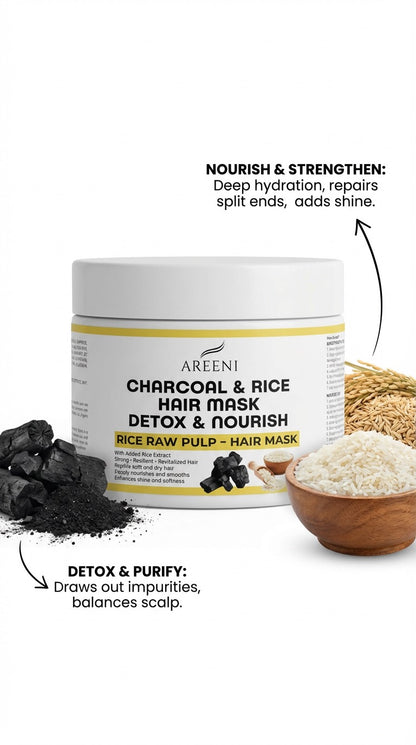 AREEN1 Black Hair Mask – Charcoal & Rice Detox Nourish